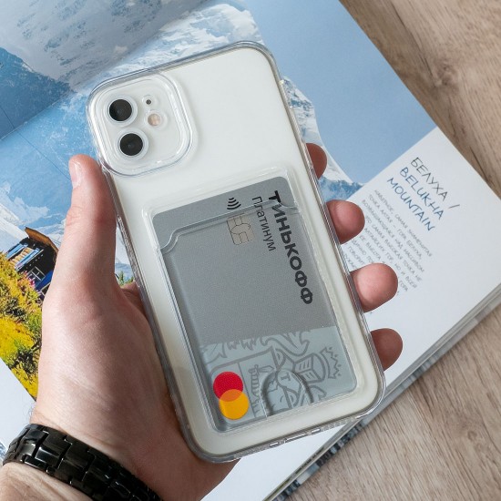 Силиконовый чехол для iPhone 11 с карманом для карт, арт. 013019
