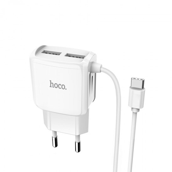 Сетевое зарядное устройство 2 в 1 Hoco C59A на 2 USB, кабель Type C, арт.011252