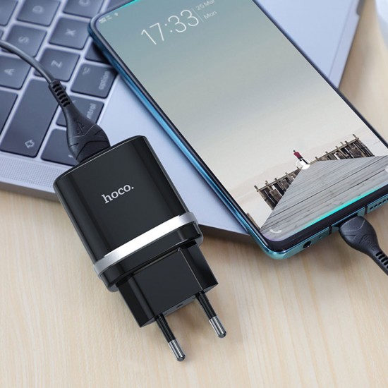 Сетевое зарядное устройство 2 в 1 Hoco C12Q для Type-C, арт.011648