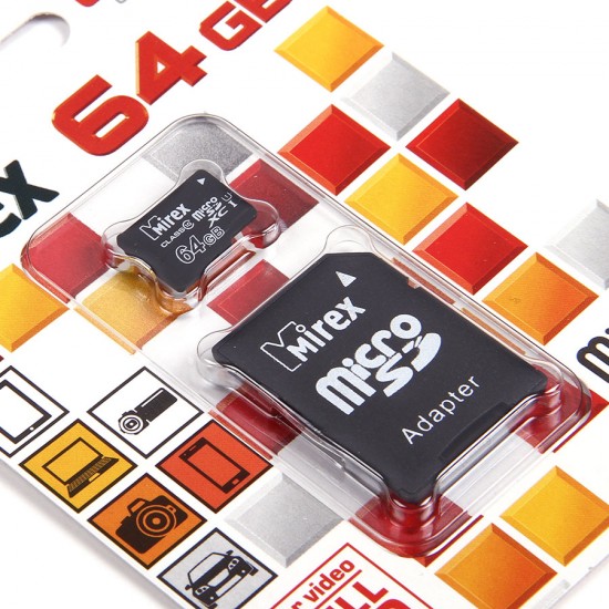 MICRO SD 64Gb Mirex Class 10 UHS-I + SD адаптер