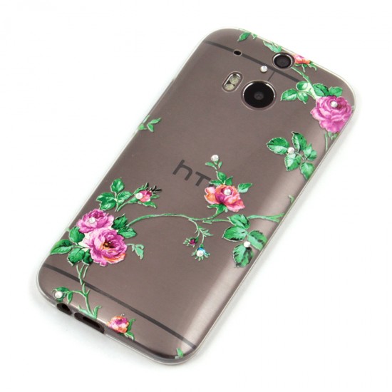 Силиконовый чехол со стразами для HTC One (M8), арт. 008023