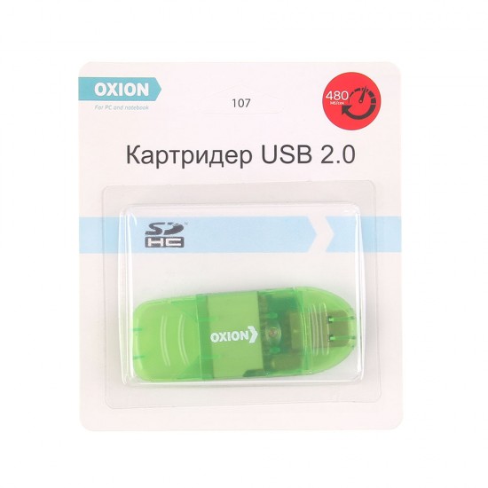 Картридер OXION OCR003BL, USB 2.0, арт.011845