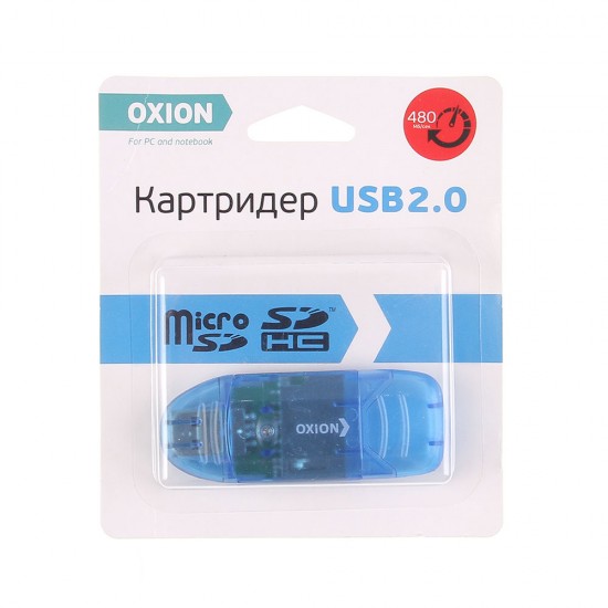 Картридер OXION OCR003BL, USB 2.0, арт.011845