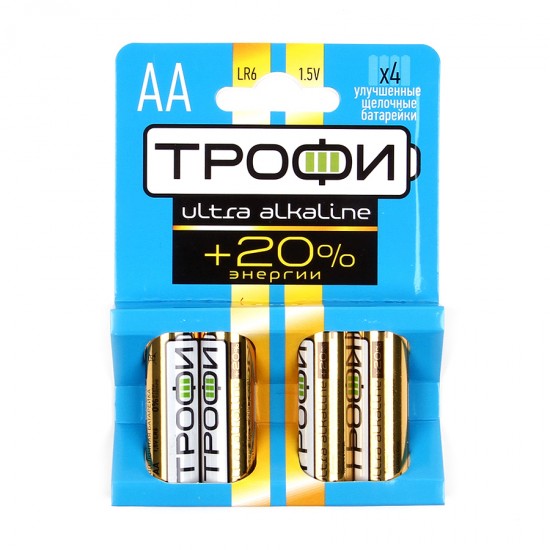 Батарейки AA Трофи Ultra LR6 BL4, арт.010712
