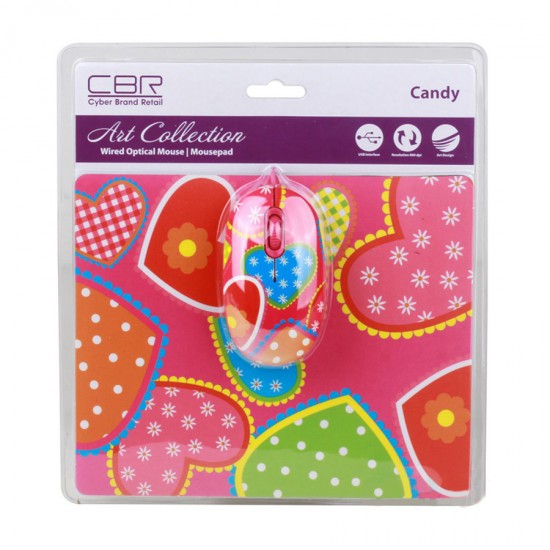 Компьютерная мышь+коврик CBR Candy, арт.002923