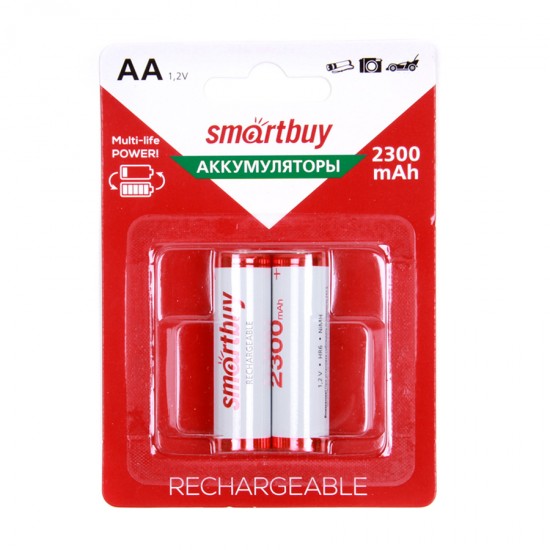 Аккумулятор AA SmartBuy R6 NiMh 2300mAh (блистер 2 шт), арт.010271