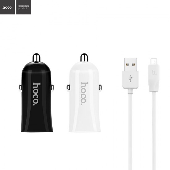 Автомобильный адаптер Hoco Z12 elite на 2 USB с кабелем Micro, арт.011264