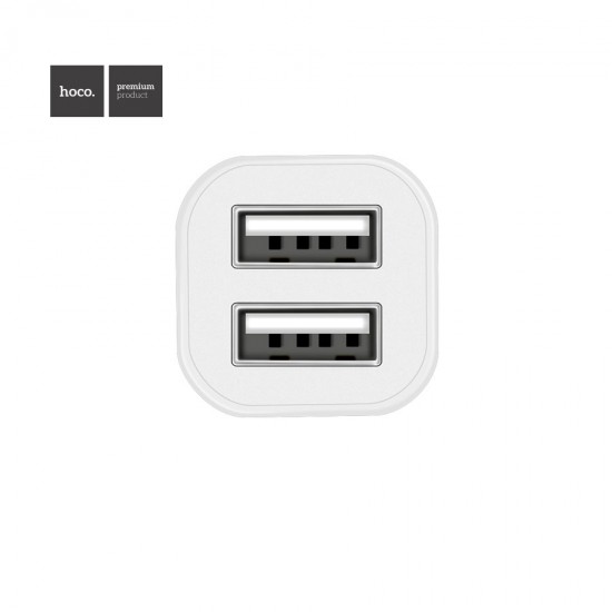 Автомобильный адаптер Hoco Z12 elite на 2 USB с кабелем Micro, арт.011264