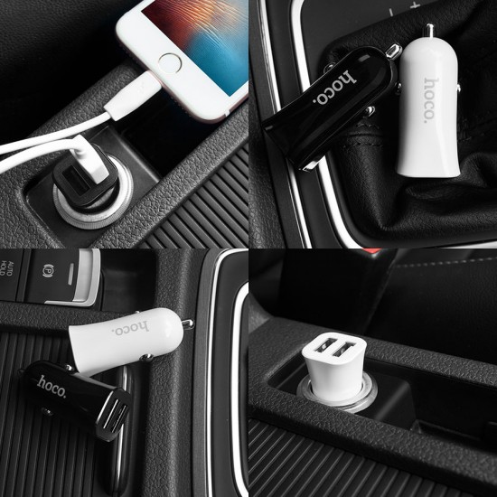 Автомобильный адаптер Hoco Z12 elite на 2 USB с кабелем Micro, арт.011264