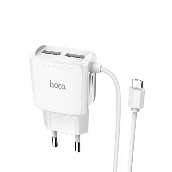 Сетевое зарядное устройство 2 в 1 Hoco C59A на 2 USB, кабель Micro, арт.011252