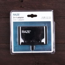 УЦЕНКА! Тройник прикуривателя RAZE с 2 USB разъемами 3.1A, арт.010452