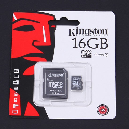 MICRO SD 16Gb Kingston Class 4 с адаптером SD