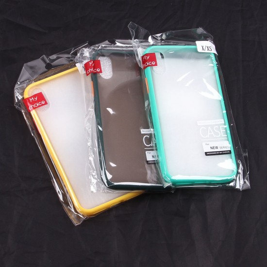 Матовый чехол ТПУ с цветными бортиками для iPhone X/XS, арт 011417