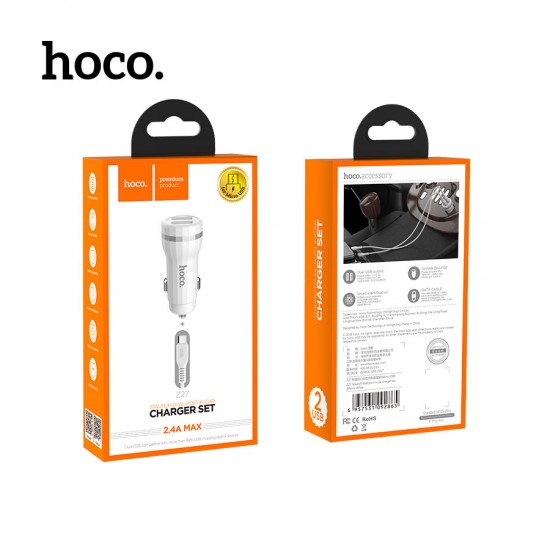 Автомобильное зарядное устройство Hoco Z27 с кабелем Micro, арт. 011664