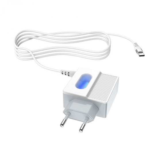 Сетевое зарядное устройство 2 в 1 Hoco C75 на 2 USB, кабель Lightning, арт.011670