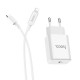 Сетевое зарядное устройство 2 в 1 Hoco C62A на 2 USB, кабель Lightning, арт.011671