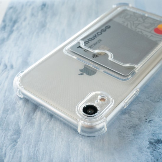 Противоударный чехол для iPhone XR с карманом для карт, силиконовый, арт. 013026