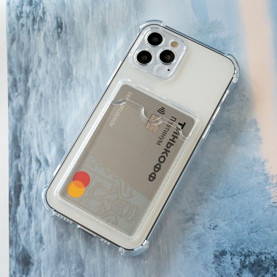 Противоударный чехол для iPhone 12 Pro с карманом для карт, силиконовый, арт. 013026