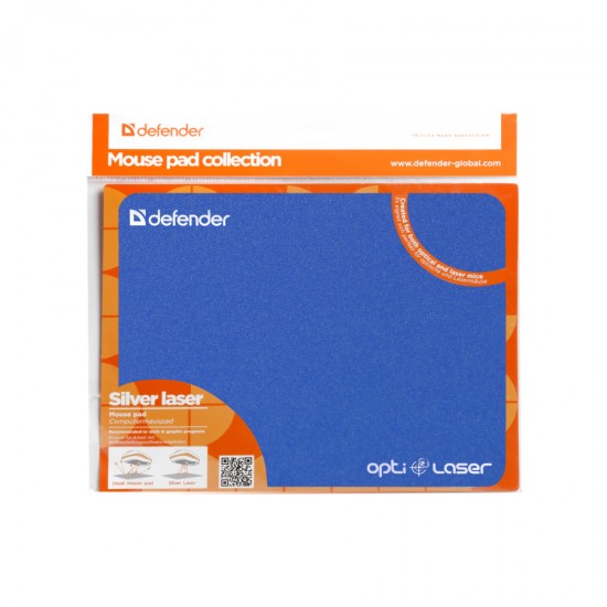 Коврик для мыши DEFENDER пластиковый Silver opti-laser, арт 004546
