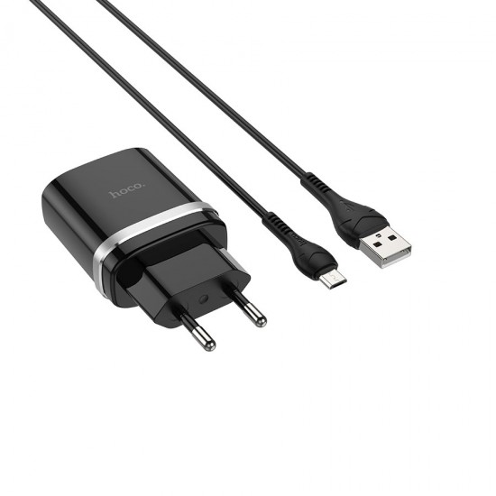 Сетевое зарядное устройство 2 в 1 Hoco C12Q для micro USB, арт.011648