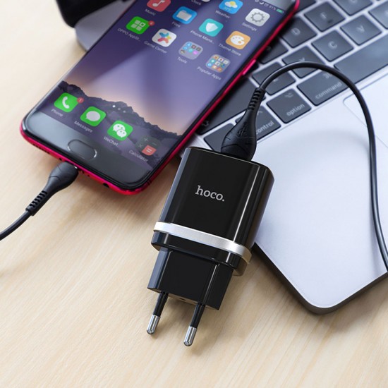 Сетевое зарядное устройство 2 в 1 Hoco C12Q для micro USB, арт.011648