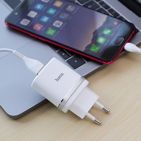 Сетевое зарядное устройство 2 в 1 Hoco C12Q для micro USB, арт.011648