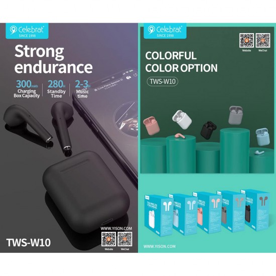Наушники беспроводные Celebrat TWS-W10, арт.012280