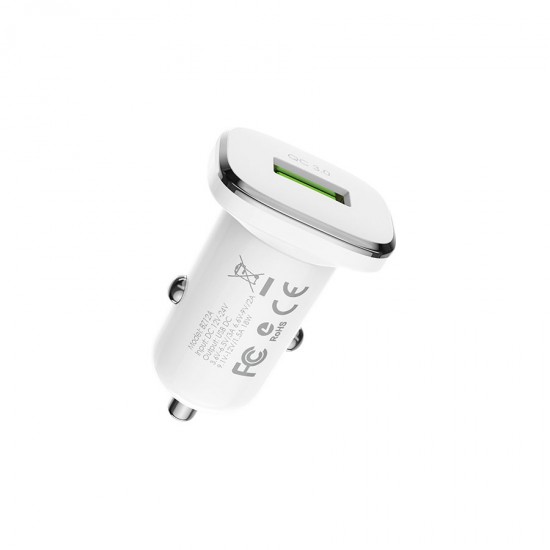Автомобильный адаптер на USB белый, Borofone BZ12A, 3A, QC3.0, арт.012349
