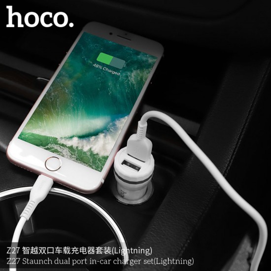 Автомобильное зарядное устройство Hoco Z27 с кабелем Lightning, арт. 011681