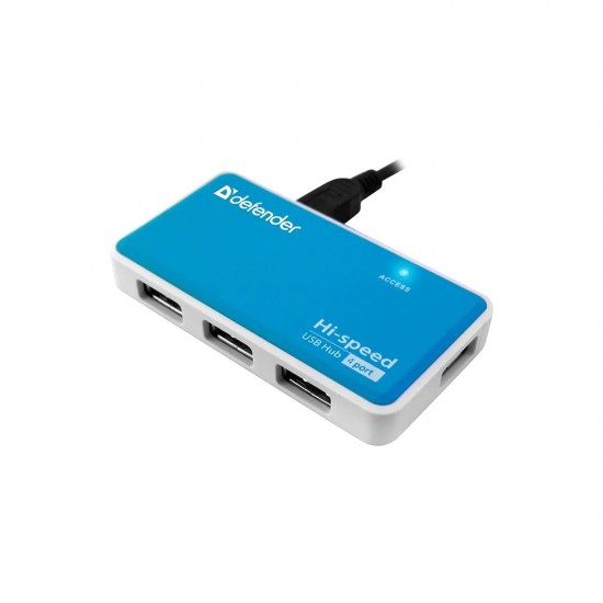 USB Hub разветвитель Defender Quadro Power, 4 порта USB 2.0, арт.012490
