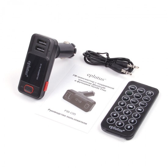 Автомобильный Hands Free FM-трансмиттер с 2 USB Eplutus FB-05, арт.011325