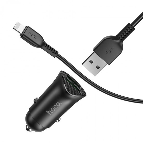 Автомобильный адаптер Hoco Z39 на 2 USB с кабелем Lightning, арт.012141