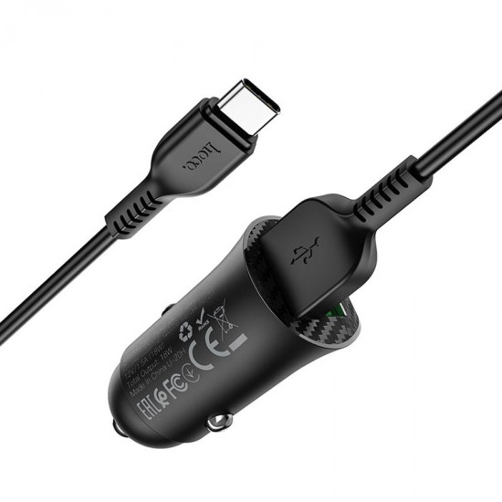 Автомобильный адаптер Hoco Z39 на 2 USB с кабелем Type-C, арт.012141