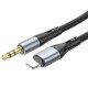 Аудиокабель HOCO UPA22 AUX Jack 3.5 (m) - Lightning (m), 1 м, черный, 1 м, арт.013272