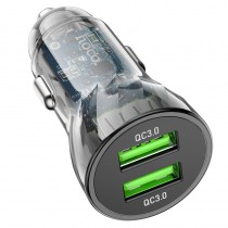 Автомобильное зарядное устройство HOCO Z47 Transparent, 1xUSB + 1xUSB- C, 3A, 20W, арт.013274
