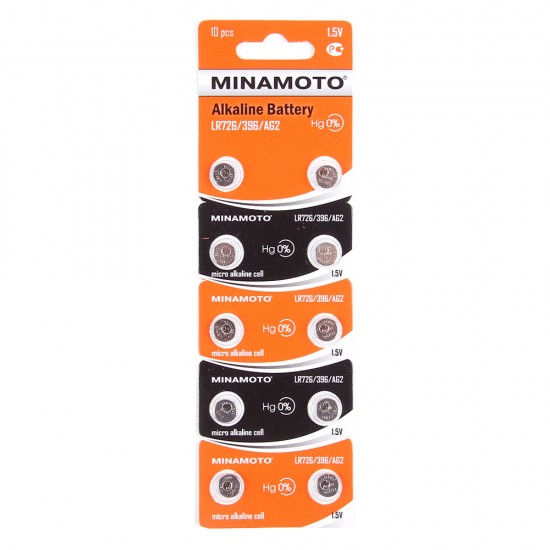 Батарейки MINAMOTO AG2 (LR726) BL10, арт.012047