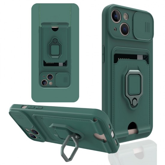 Чехол на iPhone 14 с защитой камеры, магнитным держателем и подставкой, арт.013036