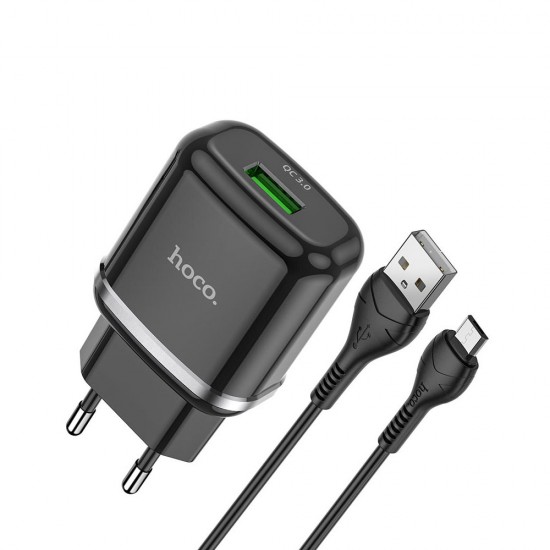 Сетевое зарядное устройство Hoco N3 QC3.0 с кабелем Micro, арт.012713