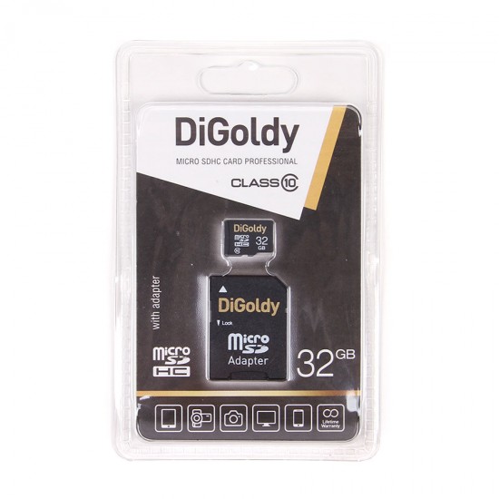 MICRO SD 32Gb DiGoldy Class 10 с адаптером SD