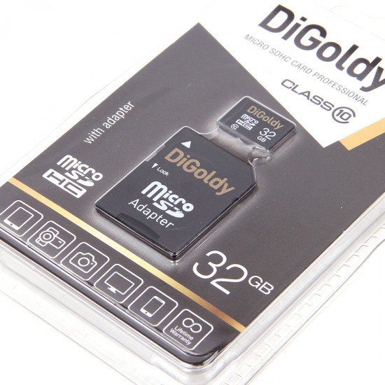 MICRO SD 32Gb DiGoldy Class 10 с адаптером SD