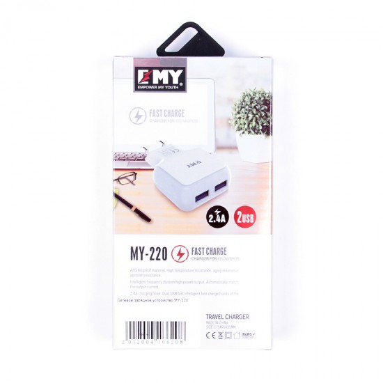 Сетевое зарядное устройство MY-220 micro USB, арт.009684