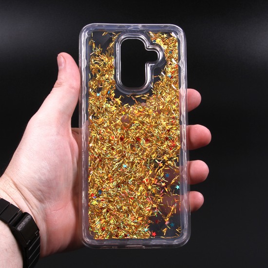 Силиконовый чехол с жидкими блестками для Samsung Galaxy A6+  (2018), арт.010619