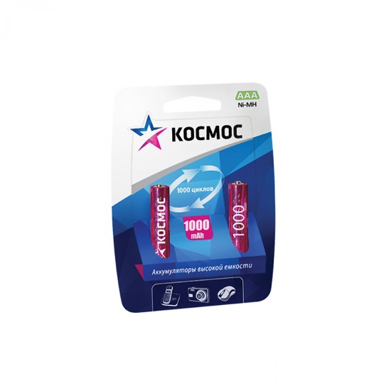 Аккумулятор ААА КОСМОС, 1000 mAh BL2 (блистер 2 шт), арт.002724