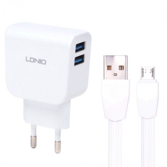 Сетевое зарядное устройство 2 в 1 LDNIO DL-AC56 micro USB, арт.010278