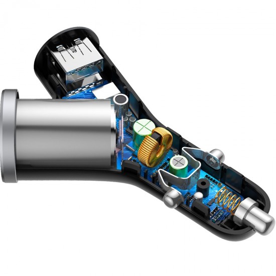 Автомобильный адаптер на 2 USB Baseus Y type + cigarette lighter extended, арт.010853