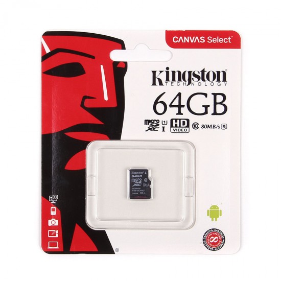 MICRO SD 64GB Kingston Class 10 Canvas Select без адаптера SD