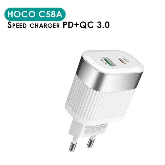 Сетевое зарядное устройство Hoco C58A PD+QC 3.0, арт.011505