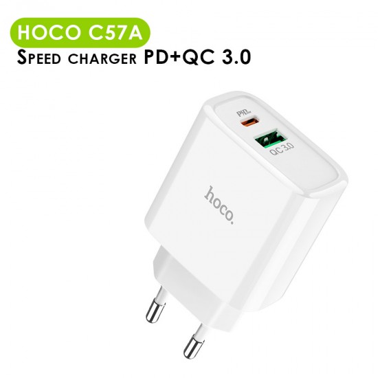 Сетевое зарядное устройство Hoco C57A PD+QC 3.0, арт.011518
