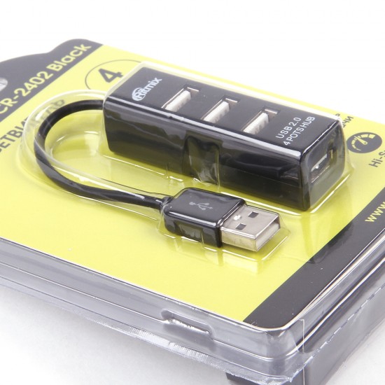 USB-HUB RITMIX CR-2402, черный, USB 2.0, 4 порта, арт. 011634