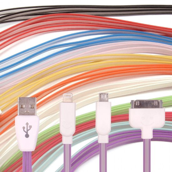 USB дата кабель Smile для 3 в 1 для Apple iPhone/micro USB с подсветкой, арт.009592